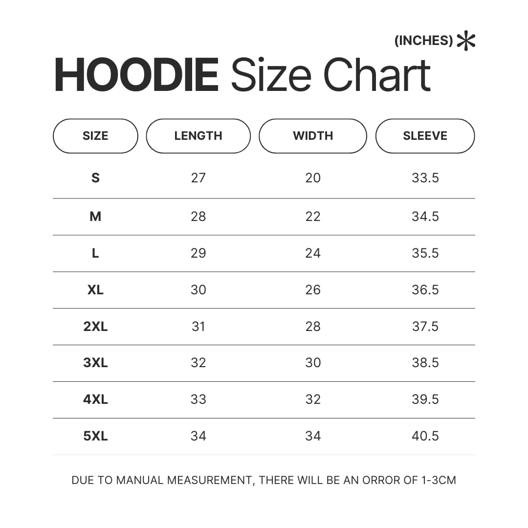 Hoodie Size Chart - Link Click Store