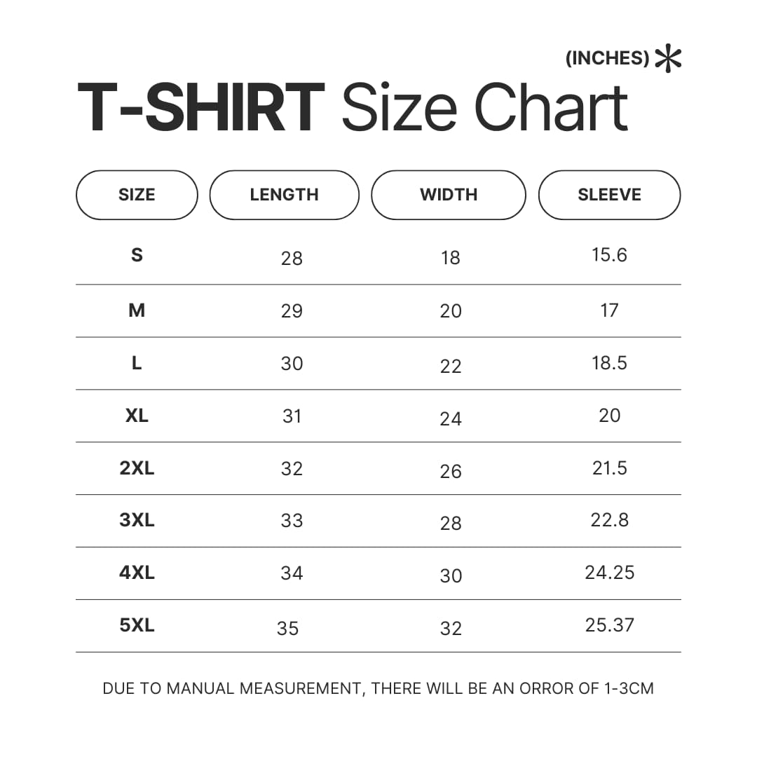 T shirt Size Chart - Link Click Store
